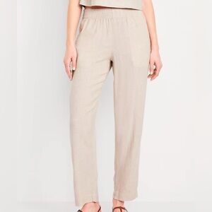 NEW Old Navy High Waisted Linen Blend Straight Ankle Pant Womens Large